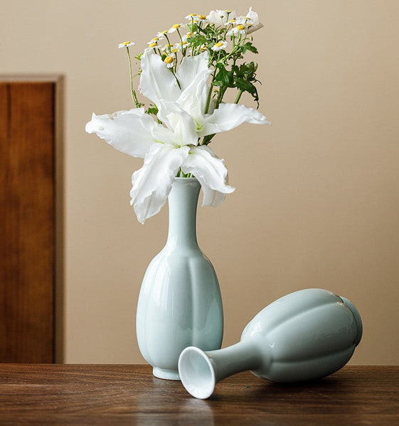 Ceramic Bud Vases, Handmade Water Holding Flower Vase, Small Flower Vases on Table, Rustic Porcelain Flower Vases-Grace Painting Crafts