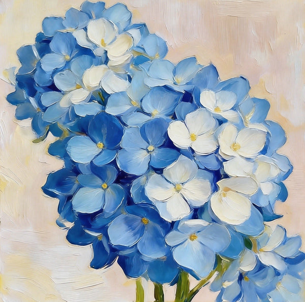 Small Canvas Artwork, Blue and White Hydrangeas in Full Bloom, Still Life Painting, Original Flower Paintings, Buy Small Artwork Online, Hand Painted Canvas Art-Grace Painting Crafts