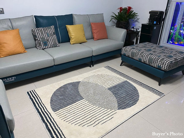 Modern Area Rugs for Dining Room, Geometric Modern Rugs for Bedroom, Modern Area Rugs under Coffee Table, Abstract Contemporary Area Rugs-Grace Painting Crafts