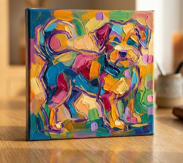 Original Acrylic Paintings, Small Art on Canvas, Abstract Pet Portrait Painting, Hand Painted Canvas Art, Abstract Terrier Dog Portrait, Impasto Artwork, Heavy Texture Painting-Grace Painting Crafts