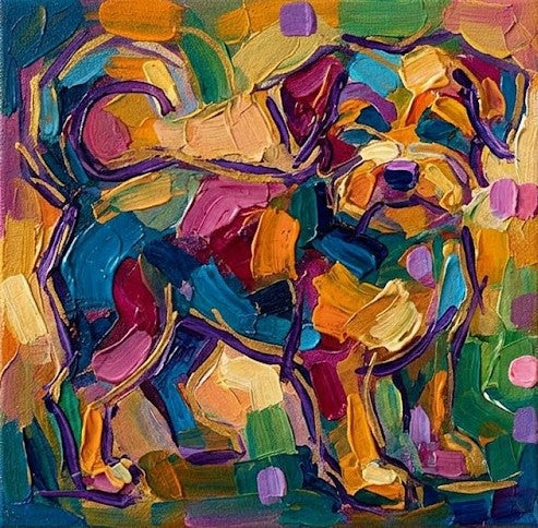 Original Acrylic Paintings, Small Art on Canvas, Abstract Pet Portrait Painting, Hand Painted Canvas Art, Abstract Terrier Dog Portrait, Impasto Artwork, Heavy Texture Painting-Grace Painting Crafts