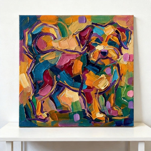 Original Acrylic Paintings, Small Art on Canvas, Abstract Pet Portrait Painting, Hand Painted Canvas Art, Abstract Terrier Dog Portrait, Impasto Artwork, Heavy Texture Painting-Grace Painting Crafts