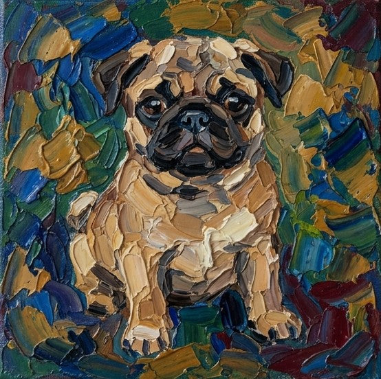 Small Art on Canvas, Abstract Pet Portrait Painting, Hand Painted Canvas Art, Original Acrylic Paintings, Abstract Pug Dog Portrait, Impasto Artwork, Heavy Texture Painting-Grace Painting Crafts