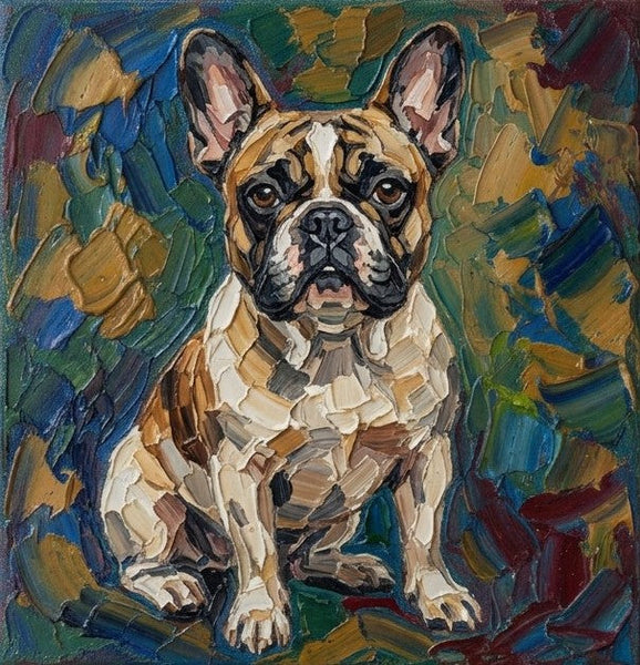 French Bulldog Dog Portrait, Hand Painted Canvas Art, Impasto Artwork, Abstract Pet Portrait Painting, Original Acrylic Paintings, Heavy Texture Painting, Small Art on Canvas-Grace Painting Crafts