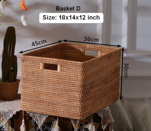 Extra Large Rectangular Storage Basket, Large Storage Baskets for Clothes, Woven Rattan Storage Basket for Shelves, Storage Baskets for Kitchen-Grace Painting Crafts