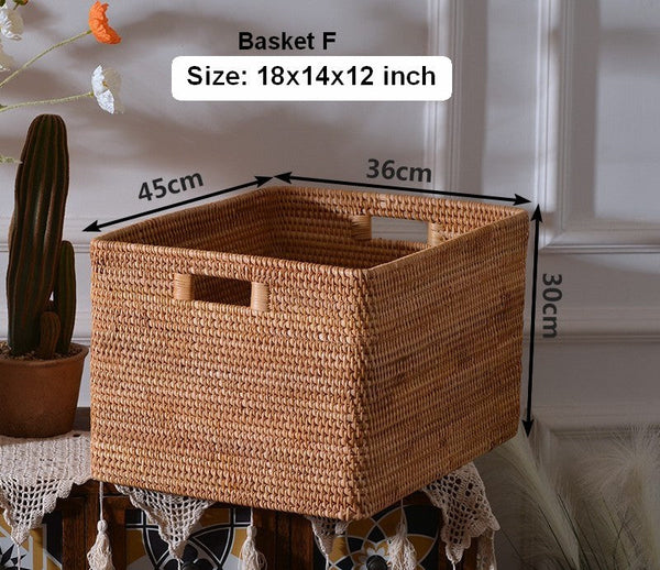 Rattan Storage Baskets, Storage Basket for Shelves, Rectangular Storage Basket for Toys, Storage Baskets for Kitchen, Storage Baskets for Bedroom-Grace Painting Crafts