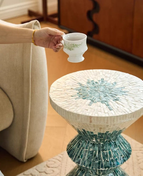 Modern Side Table, Shell Small Sofa Side Table, Contemporary Bedside Table, Bedside Small Side Table, Small End Table, Portable Casual Side Table, Creative Coffee Table, Contemporary Side Table-Grace Painting Crafts