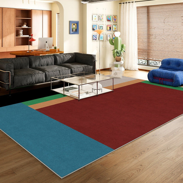 Living Room Rug Ideas, Mid Century Modern Rugs, Contemporary Modern Rugs for Dining Room, Bedroom Modern Floor Carpet, Blue Modern Rug Designs-Grace Painting Crafts