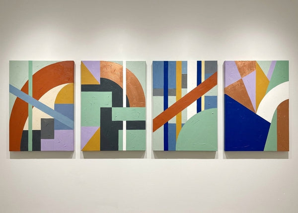 Modern Wall Art for Living Room, Multi Panel Canvas Paintings, Abstract Geometric Art-Grace Painting Crafts