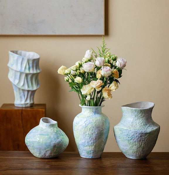 Modern Porcelain Flower Vases, Handmade Water Holding Flower Vases, Centerpiece on Dining Table, Ceramic Bouquet Vases, Flower Vases on Table-Grace Painting Crafts