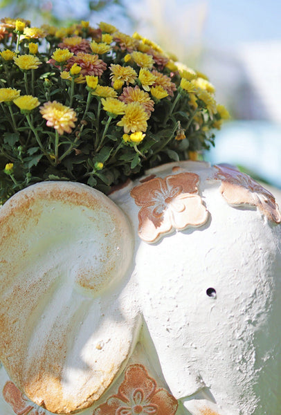 Animal Statue for Garden Ornaments, Oversized Modern Garden Flower Pot, Extra Large Elephant Garden Flowerpots, Resin Statue for Garden, Villa Outdoor Garden Flower Pots-Grace Painting Crafts