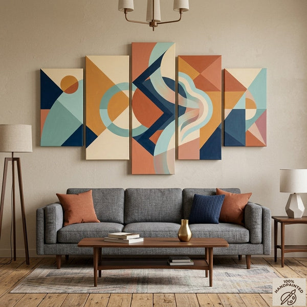 Geometric Modern Art, Colorful Abstract Paintings, Hand Painted Acrylic Art, Contemporary Canvas Paintings