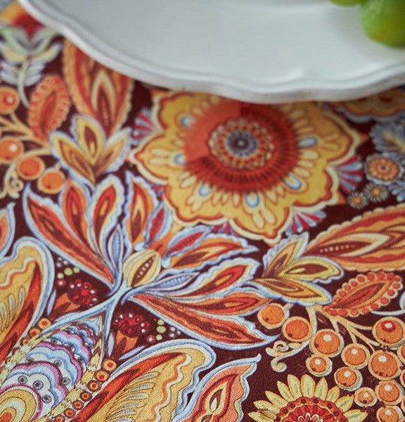 Flower Pattern Tablecloth, Square Tablecloth for Round Table, Large Cotton Rectangle Tablecloth for Home Decoration, Farmhouse Table Cloth Dining Room Table-Grace Painting Crafts
