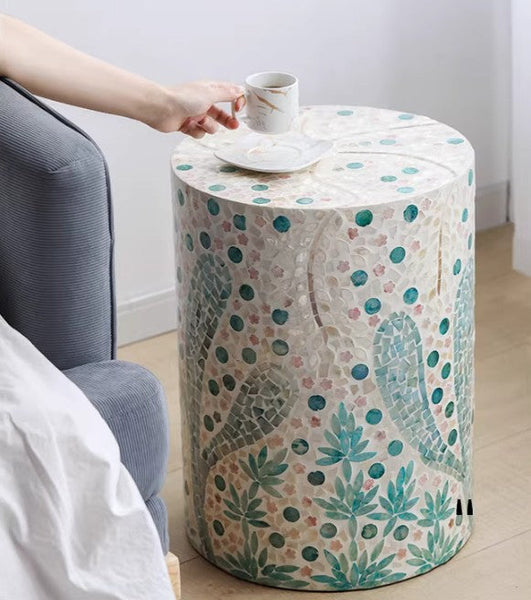 Unique Small End Table, Portable Casual Side Table, Creative Coffee Table, Contemporary Small Sofa Side Table, Shell Small Side Table-Grace Painting Crafts