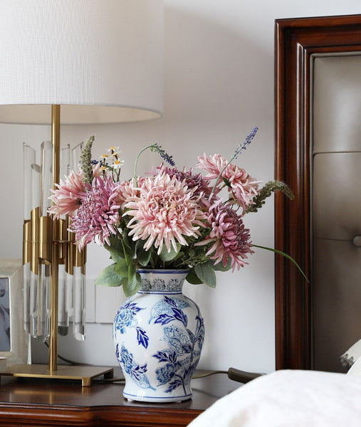 Porcelain Flower Vases, Centerpiece Ceramic Bouquet Vases, Handmade Flower Vase, Vintage Flower Vases on Dining Table-Grace Painting Crafts