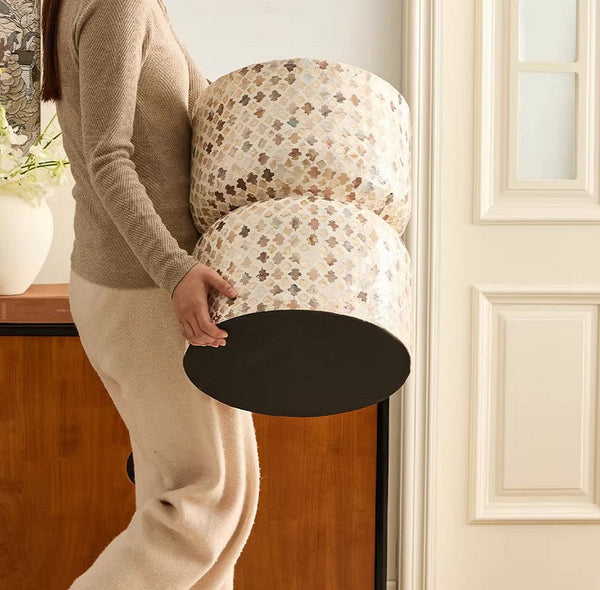 Elegant Small End Table, Modern Side Table, Contemporary Bedside Table, Bedside Small Side Table, Creative Coffee Table, Contemporary Side Table, Portable Casual Side Table, Shell Small Sofa Side Table-Grace Painting Crafts