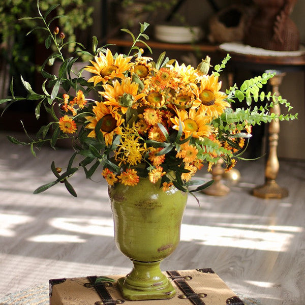 Large Bunch of Yellow Sunflowers, Unique Floral Arrangement for Home Decoration, Table Centerpiece, Real Touch Artificial Flowers for Living Room-Grace Painting Crafts