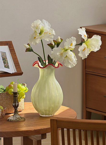 French Vintage Glass Flower Vases, Glass Bud Vases, Flower Vases on Table, Handmade Water Holding Flower Vases-Grace Painting Crafts