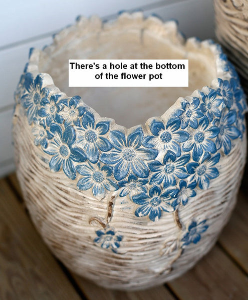 Extra Large Garden Flower Planters, Oversized Garden Flower Pot, Garden Ornaments, Large Resin Gardern Flower Planter, Modern Outdoor Garden Flower Pots-Grace Painting Crafts