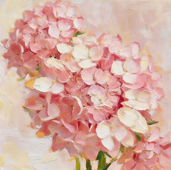 Small Canvas Artwork, Pink Hydrangeas in Full Bloom, Hand Painted Canvas Art, Still Life Painting, Original Flower Paintings, Buy Small Artwork Online-Grace Painting Crafts