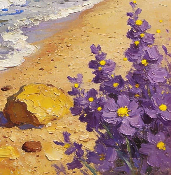 Original Small Paintings on Canvas, Seashore Beach, Small Landscape Paintings, Small Paintings on Canvas, Hand Painted Canvas Art, Palette Knife Impasto Paintings-Grace Painting Crafts