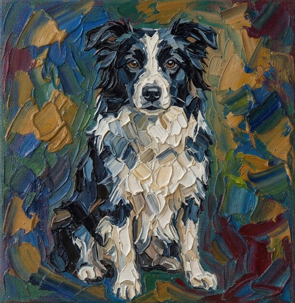 Border Collie Dog Portrait, Abstract Pet Portrait Painting, Original Acrylic Paintings, Heavy Texture Painting, Impasto Artwork, Small Art on Canvas, Hand Painted Canvas Art-Grace Painting Crafts