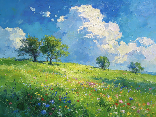 Clouds Over Verdant Hills, On Canvas Small Paintings, Hand Painted Canvas Art, Original Wall Art Paintings, Original Artwork Small Paintings, Small Landscape Paintings-Grace Painting Crafts