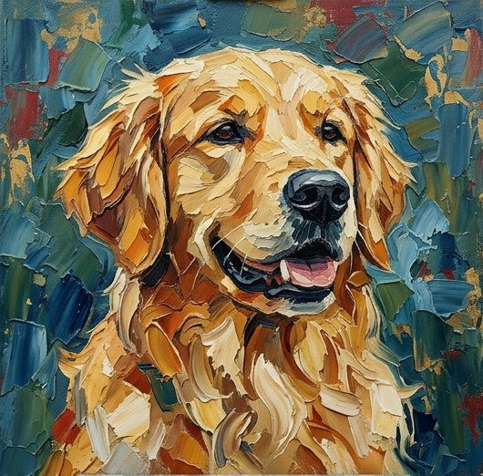 Heavy Texture Painting, Golden Retriever Dog Portrait, Abstract Pet Portrait Painting, Original Acrylic Paintings, Impasto Artwork, Small Art on Canvas, Hand Painted Canvas Art