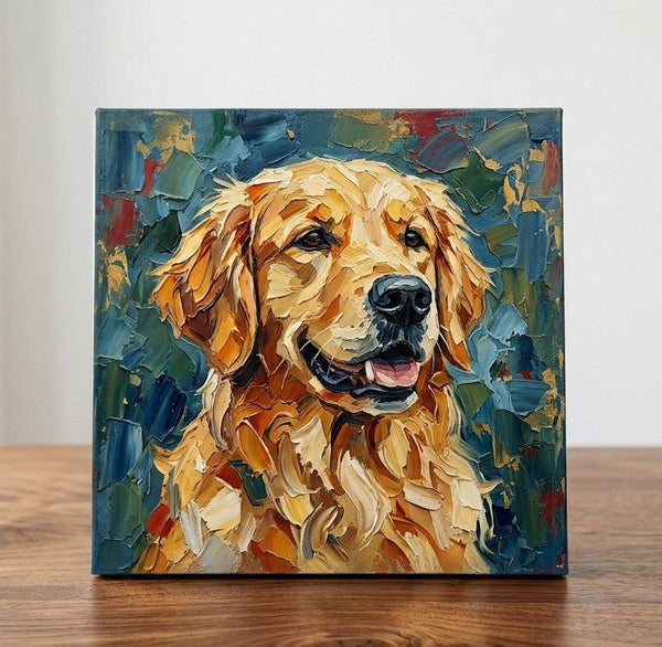 Heavy Texture Painting, Golden Retriever Dog Portrait, Abstract Pet Portrait Painting, Original Acrylic Paintings, Impasto Artwork, Small Art on Canvas, Hand Painted Canvas Art-Grace Painting Crafts
