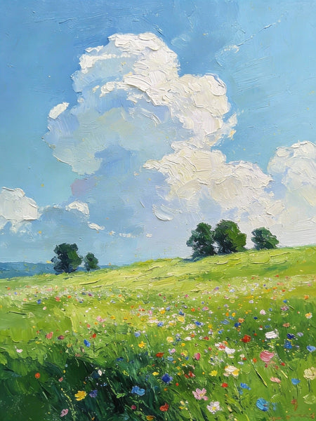 Small Wall Paintings, Green Hills and Blue Sky, Original Small Paintings, Small Oil Paintings, Landscape Artwork Small Paintings-Grace Painting Crafts