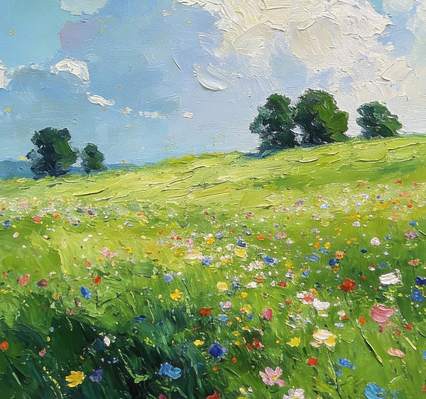 Small Wall Paintings, Green Hills and Blue Sky, Original Small Paintings, Small Oil Paintings, Landscape Artwork Small Paintings-Grace Painting Crafts