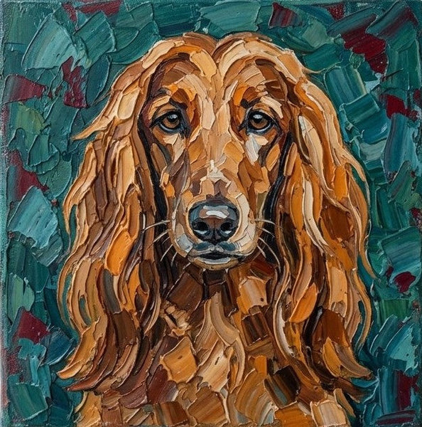Hand Painted Canvas Art, Afghan Hound Dog Portrait, Abstract Pet Portrait Painting, Impasto Artwork, Heavy Texture Painting, Small Acrylic Paintings, Original Small Paintings
