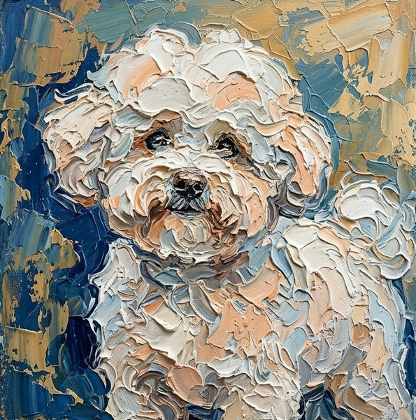 Bichon Frise Dog Portrait, Abstract Pet Portrait Painting, Hand Painted Canvas Art, Impasto Artwork, Original Acrylic Paintings, Heavy Texture Painting, Small Art on Canvas-Grace Painting Crafts