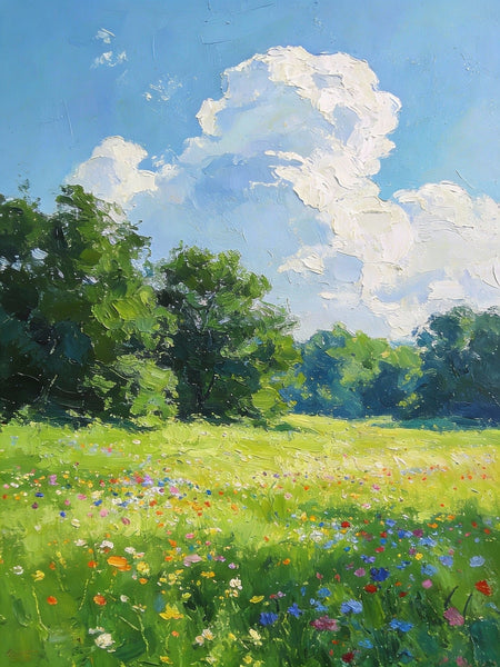 Small Oil Paintings, A Verdant Hillside in Summer, Original Small Paintings, Small Wall Paintings, Landscape Artwork Small Paintings-Grace Painting Crafts