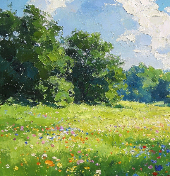Small Oil Paintings, A Verdant Hillside in Summer, Original Small Paintings, Small Wall Paintings, Landscape Artwork Small Paintings-Grace Painting Crafts
