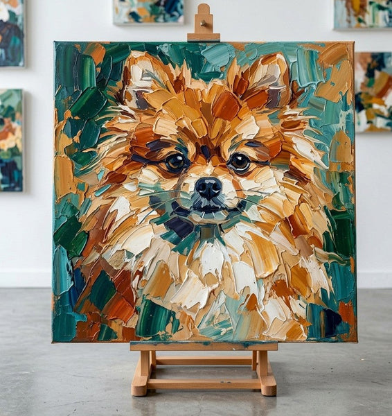 Pomeranian Dog Portrait, Abstract Pet Portrait Painting, Hand Painted Canvas Art, Original Acrylic Paintings, Impasto Artwork, Heavy Texture Painting, Small Art on Canvas-Grace Painting Crafts
