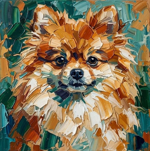 Pomeranian Dog Portrait, Abstract Pet Portrait Painting, Hand Painted Canvas Art, Original Acrylic Paintings, Impasto Artwork, Heavy Texture Painting, Small Art on Canvas-Grace Painting Crafts