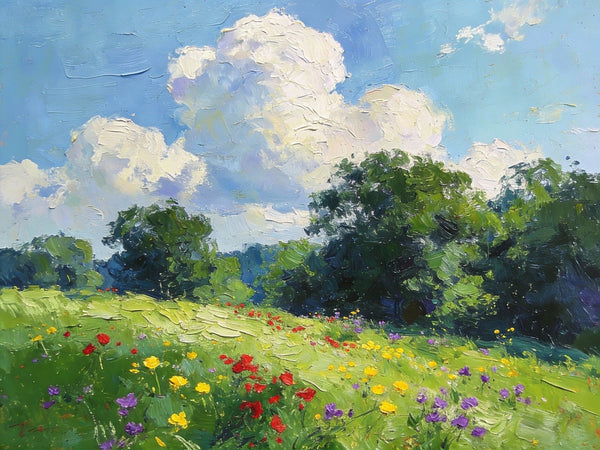 Small Canvas Paintings, Wildflower Valley, A Lush Floral Landscape with Mountains, Original Wall Paintings, On Canvas Small Paintings, Original Artwork Small Paintings, Small Landscape Wall Art-Grace Painting Crafts