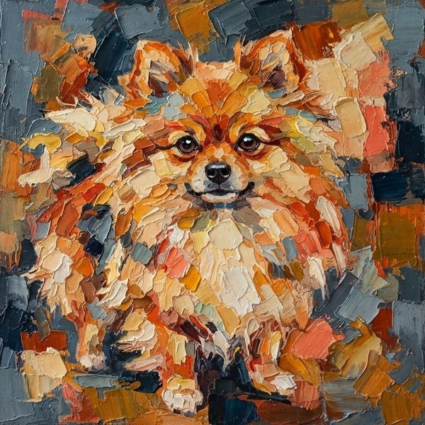 Hand Painted Canvas Art, Pomeranian Dog Portrait, Abstract Pet Portrait Painting, Original Acrylic Paintings, Impasto Artwork, Heavy Texture Painting, Small Art on Canvas-Grace Painting Crafts