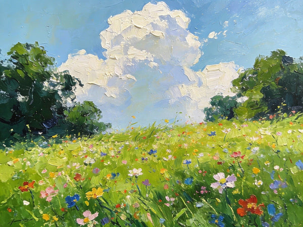 Hand Painted Canvas Art, A Wild Bloom in Spring, Heavy Texture Wall Art Paintings, Original Oil Paintings, Small Landscape Paintings, On Canvas Small Paintings-Grace Painting Crafts
