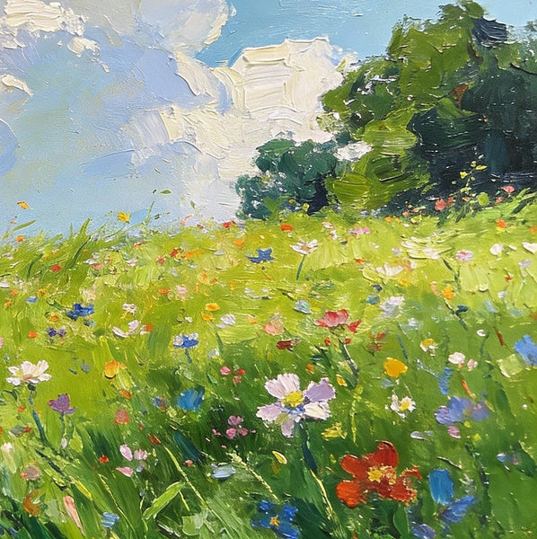 Hand Painted Canvas Art, A Wild Bloom in Spring, Heavy Texture Wall Art Paintings, Original Oil Paintings, Small Landscape Paintings, On Canvas Small Paintings-Grace Painting Crafts