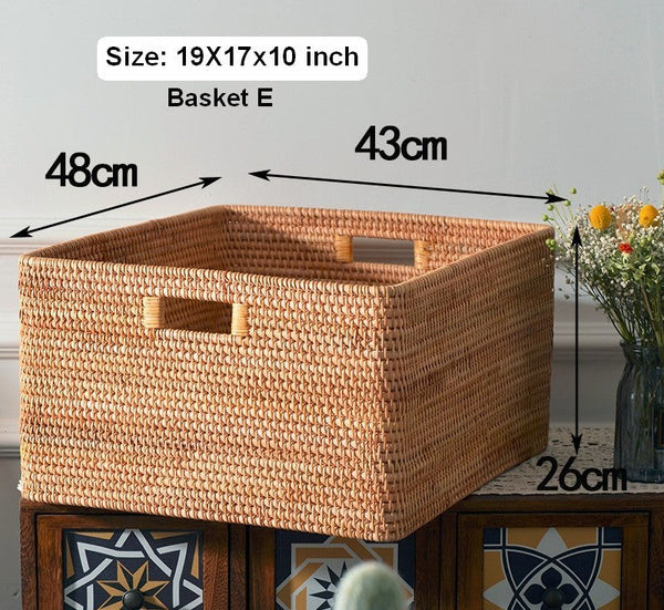 Extra Large Rectangular Storage Basket, Large Storage Baskets for Clothes, Woven Rattan Storage Basket for Shelves, Storage Baskets for Kitchen-Grace Painting Crafts
