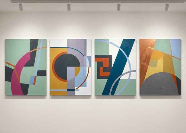 Large Modern Paintings for Living Room, Multi Panel Canvas Paintings, Geometric Contemporary Art, Original Abstract Artwork