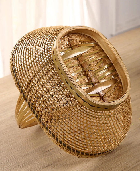 Natural Hand-woven Bamboo Basket, Extra Large Picnic Food Basket with Handle, Lovely Bamboo Baskets for Vegetable, Natural Fruit Basket Kitchen Storage Baskets-Grace Painting Crafts