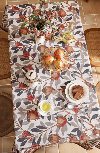 Linen Table Cover for Dining Room Table, Hawthorn Tablecloth for Round Table, Modern Kitchen Table Cover, Simple Modern Rectangle Tablecloth Ideas for Oval Table-Grace Painting Crafts