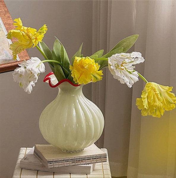 French Vintage Glass Flower Vases, Glass Bud Vases, Flower Vases on Table, Handmade Water Holding Flower Vases-Grace Painting Crafts