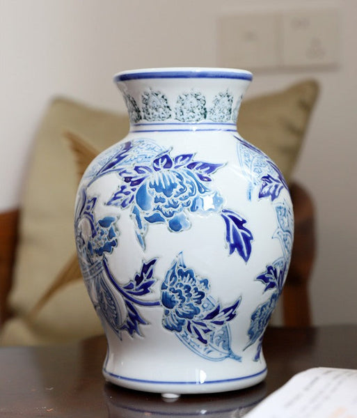 Porcelain Flower Vases, Centerpiece Ceramic Bouquet Vases, Handmade Flower Vase, Vintage Flower Vases on Dining Table-Grace Painting Crafts