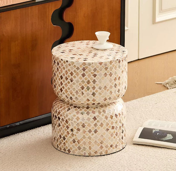 Elegant Small End Table, Modern Side Table, Contemporary Bedside Table, Bedside Small Side Table, Creative Coffee Table, Contemporary Side Table, Portable Casual Side Table, Shell Small Sofa Side Table-Grace Painting Crafts