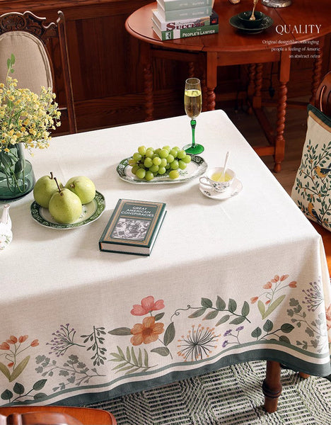Rectangle Tablecloth for Dining Table, Extra Large Modern Tablecloth, Spring Flower Rustic Table Cover, Square Linen Tablecloth for Coffee Table-Grace Painting Crafts
