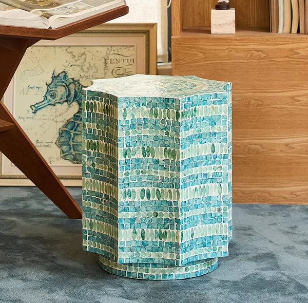 Contemporary Side Table, Contemporary Bedside Table, Bedside Small Side Table, Shell Small Sofa Side Table, Modern Side Table, Small End Table, Portable Casual Side Table, Creative Coffee Table-Grace Painting Crafts